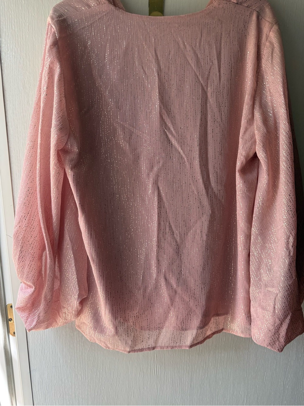 Entro Women’s Pink Shimmer V-Neck Blouse - Picture 3 of 5